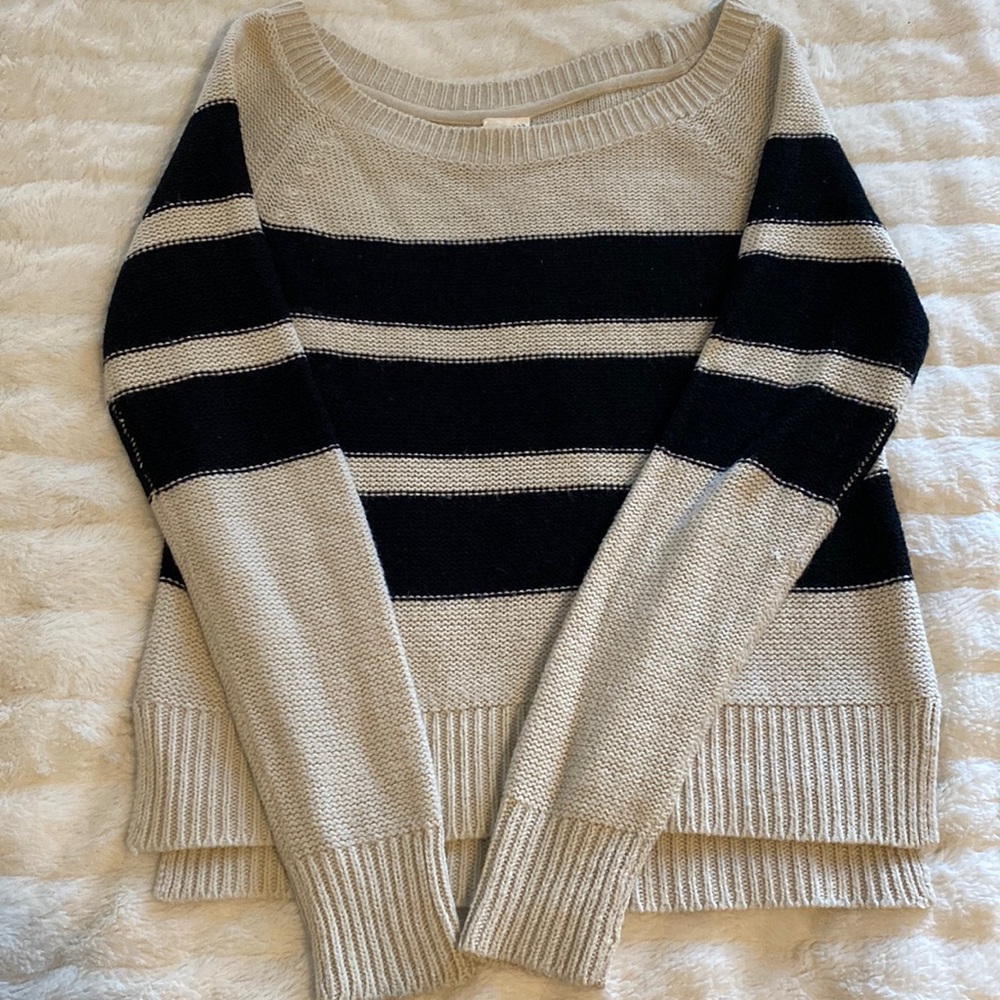 Essentials Knit Top Sweater Striped Black And Cream